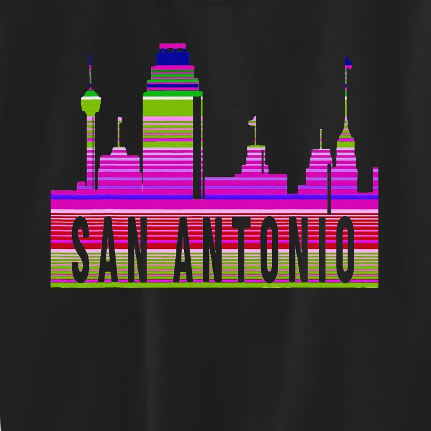 San Antonio Texas Skyline Serape Blanket Art Souvenir Kids Sweatshirt