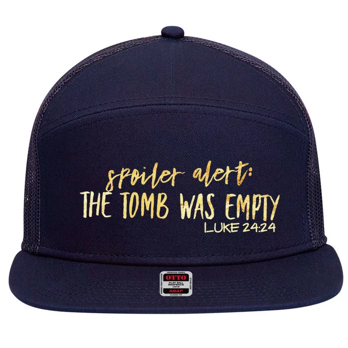 Spoiler Alert Tomb Was Empty Easter Christian 7 Panel Mesh Trucker Snapback Hat