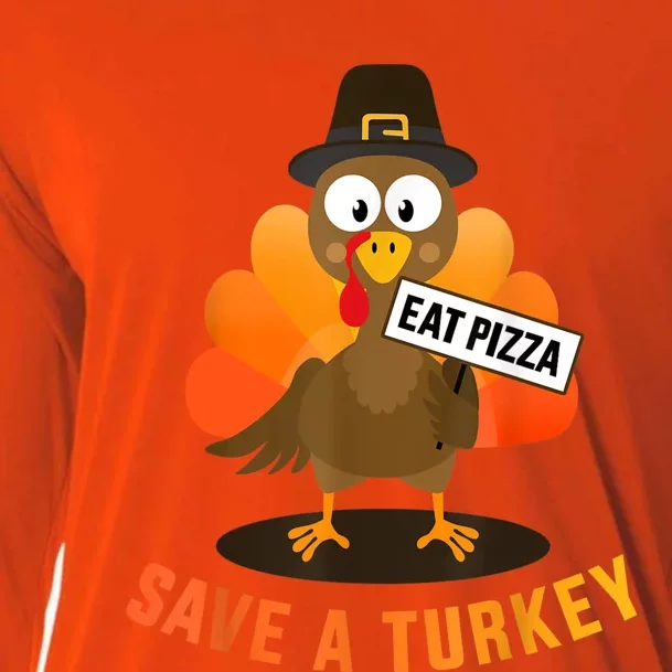 Save A Turkey Eat A Pizza For Vegetarian Vegan Thanksgiving Cooling Performance Long Sleeve Crew