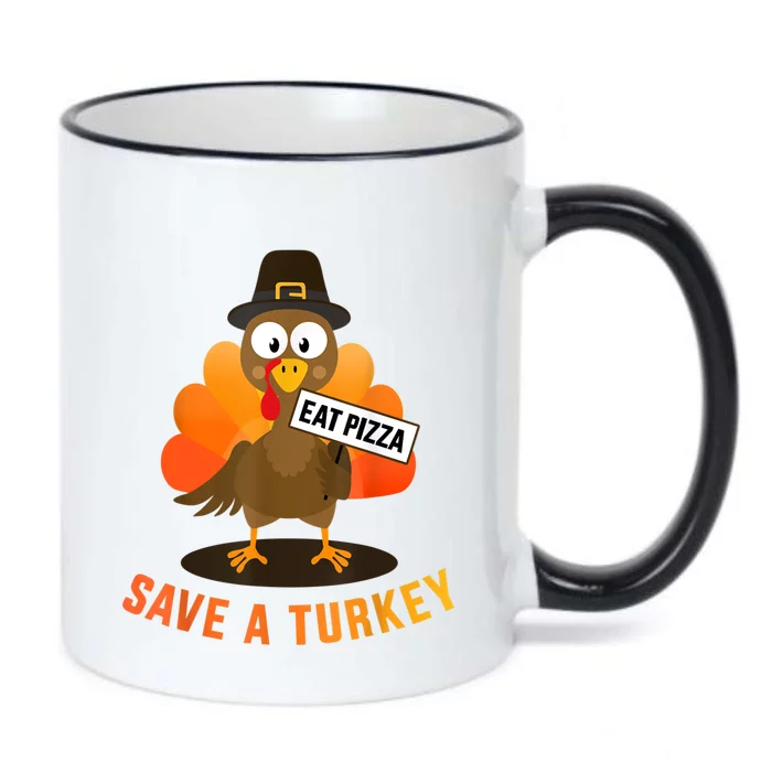 Save A Turkey Eat A Pizza For Vegetarian Vegan Thanksgiving Black Color Changing Mug