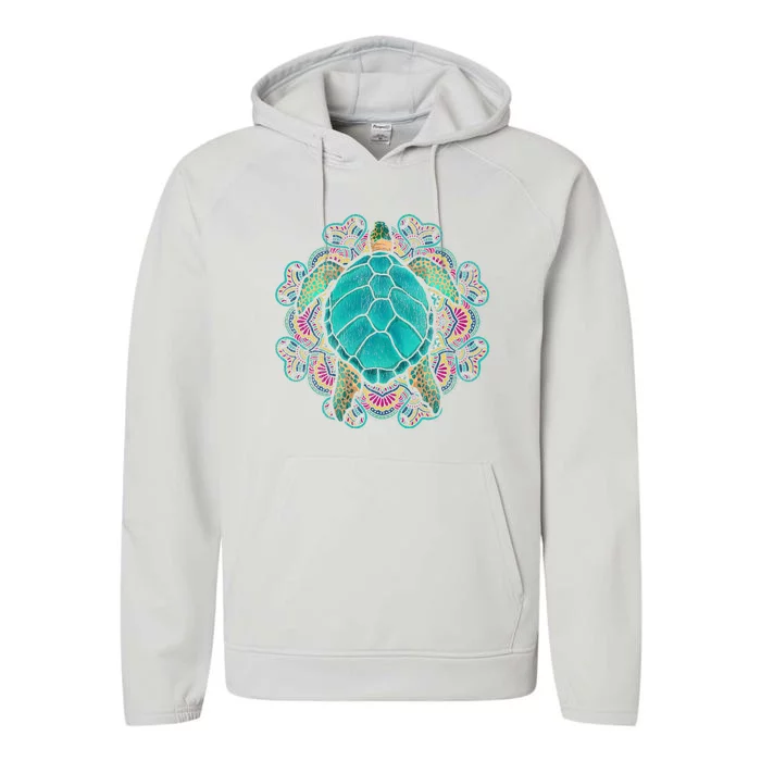 Sea Animal Turtle Lover Polynesian Tattoo Tribal Turtle Performance Fleece Hoodie