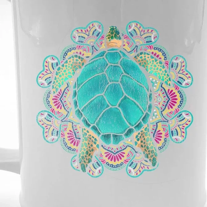 Sea Animal Turtle Lover Polynesian Tattoo Tribal Turtle Front & Back Beer Stein