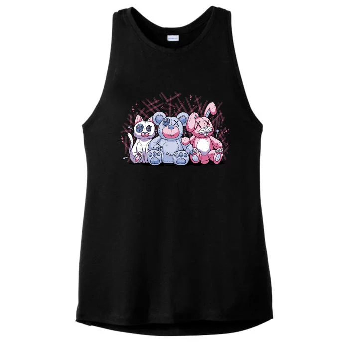 Stuffed Animals Trio Ladies Tri-Blend Wicking Tank