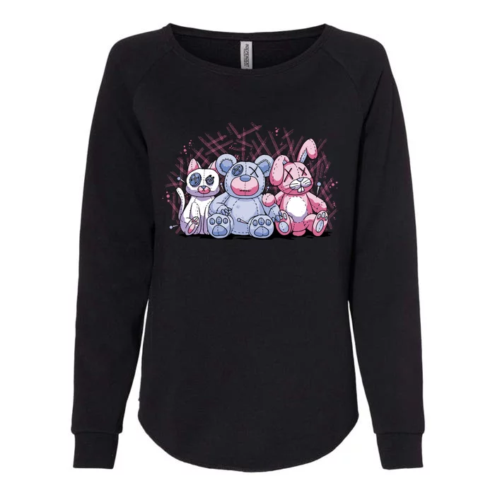 Stuffed Animals Trio Womens California Wash Sweatshirt