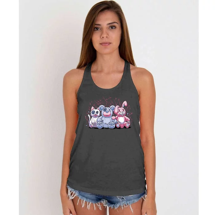 Stuffed Animals Trio Women's Knotted Racerback Tank