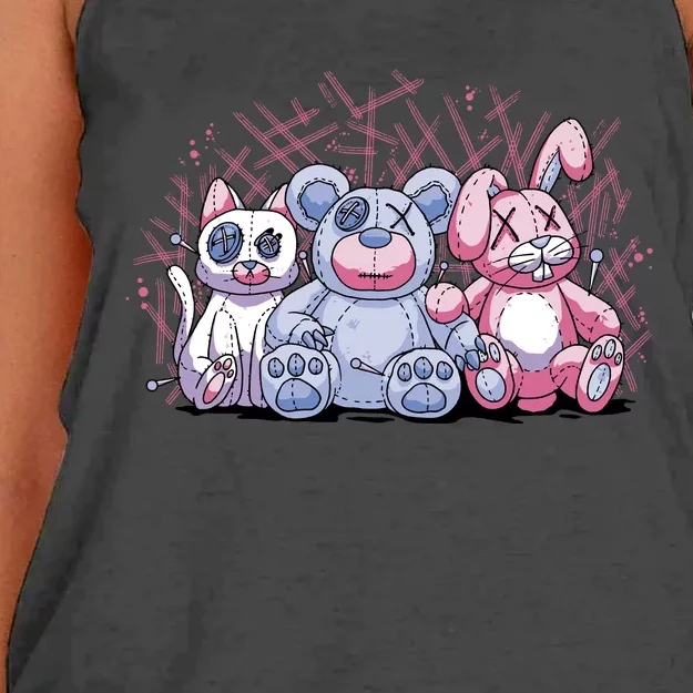 Stuffed Animals Trio Women's Knotted Racerback Tank