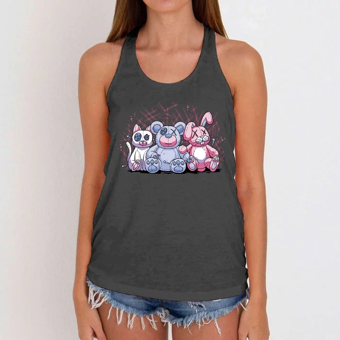 Stuffed Animals Trio Women's Knotted Racerback Tank