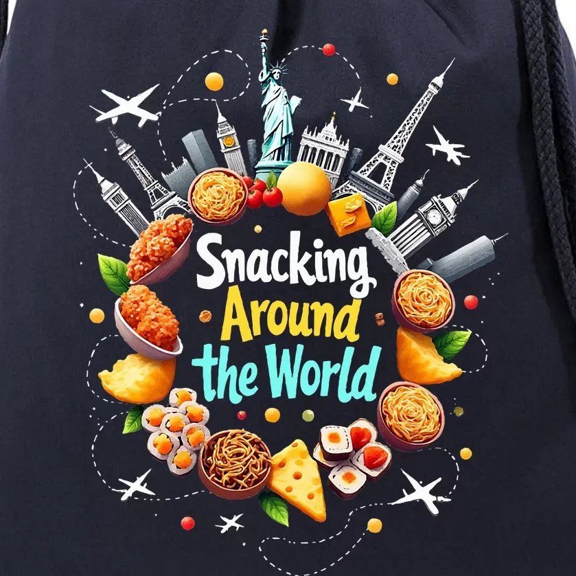 Snacking Around The World Fast Food Travel Drawstring Bag