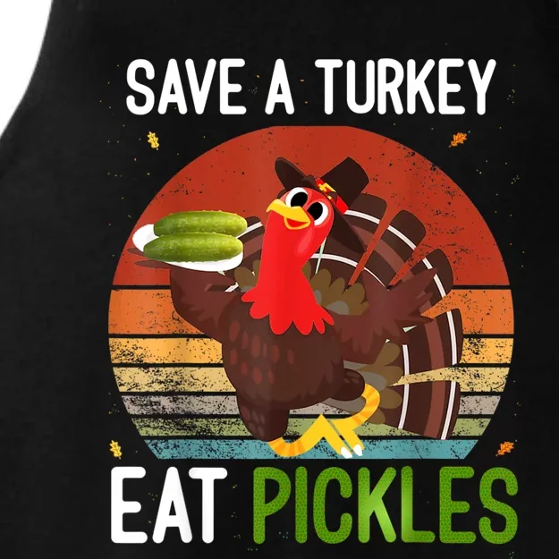 Save A Turkey Eat A Pickles Funny Thanksgiving Costume Ladies Tri-Blend Wicking Tank