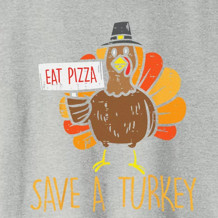 Save A Turkey Eat Pizza Funny Thanksgiving Funny Funny Women's Crop Top Tee