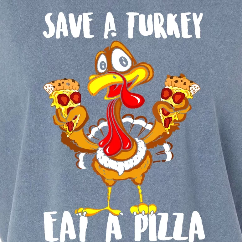 Save A Turkey Eat Pizza Thanksgiving Shirt Adult Vegan Garment-Dyed Women's Muscle Tee