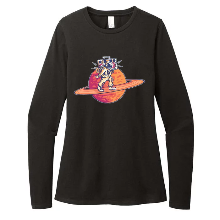 Saturn Astronaut Music Womens CVC Long Sleeve Shirt