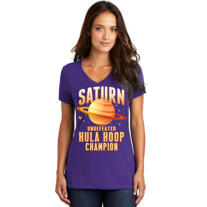 Saturn Undefeated Hula Hoop Champion Women's V-Neck T-Shirt