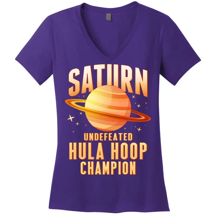 Saturn Undefeated Hula Hoop Champion Women's V-Neck T-Shirt