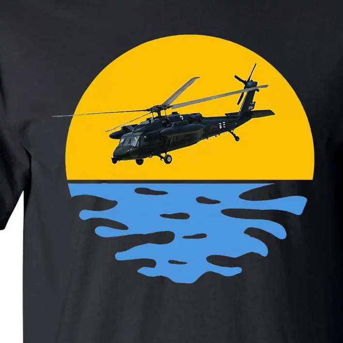 Sunset Army Uh 60 Sikorsky Blackhawk Helicopter Pilot Gift Tall T-Shirt