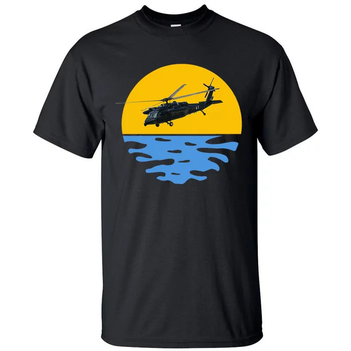 Sunset Army Uh 60 Sikorsky Blackhawk Helicopter Pilot Gift Tall T-Shirt