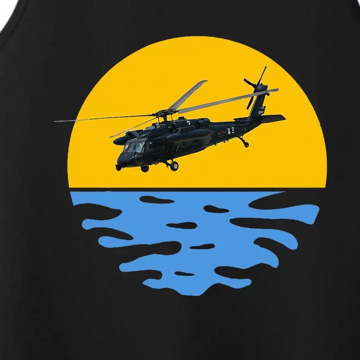 Sunset Army Uh 60 Sikorsky Blackhawk Helicopter Pilot Gift Performance Tank