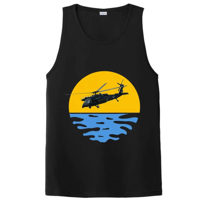 Sunset Army Uh 60 Sikorsky Blackhawk Helicopter Pilot Gift Performance Tank