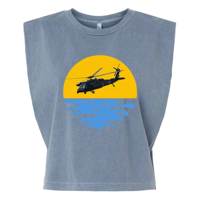 Sunset Army Uh 60 Sikorsky Blackhawk Helicopter Pilot Gift Garment-Dyed Women's Muscle Tee