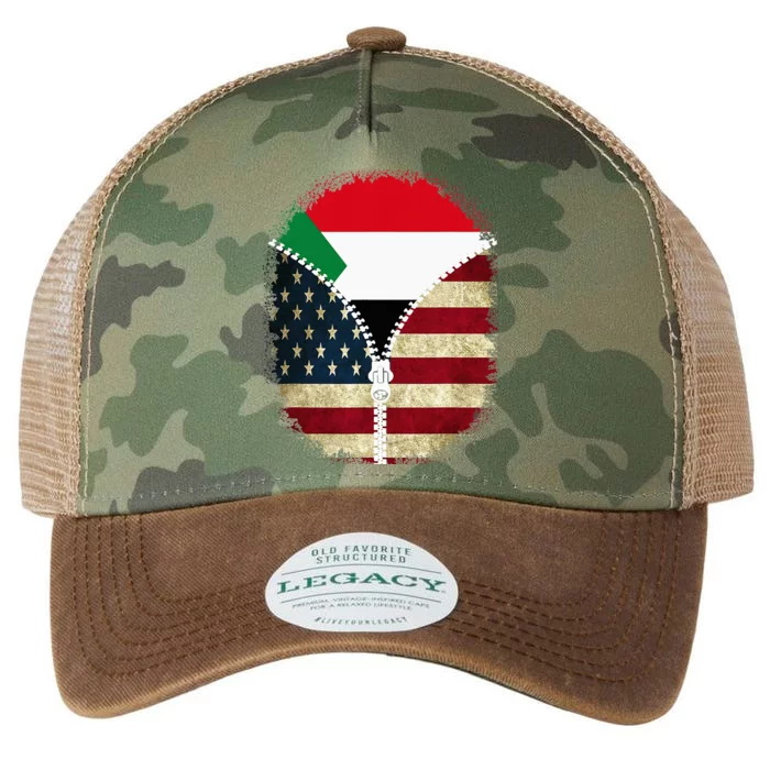 Sudan American Usa Flag Usa Sudanese Zipper Legacy Tie Dye Trucker Hat