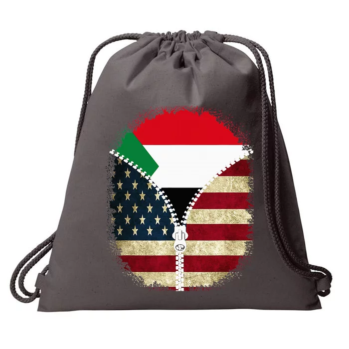 Sudan American Usa Flag Usa Sudanese Zipper Drawstring Bag