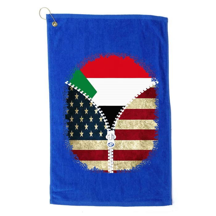 Sudan American Usa Flag Usa Sudanese Zipper Platinum Collection Golf Towel