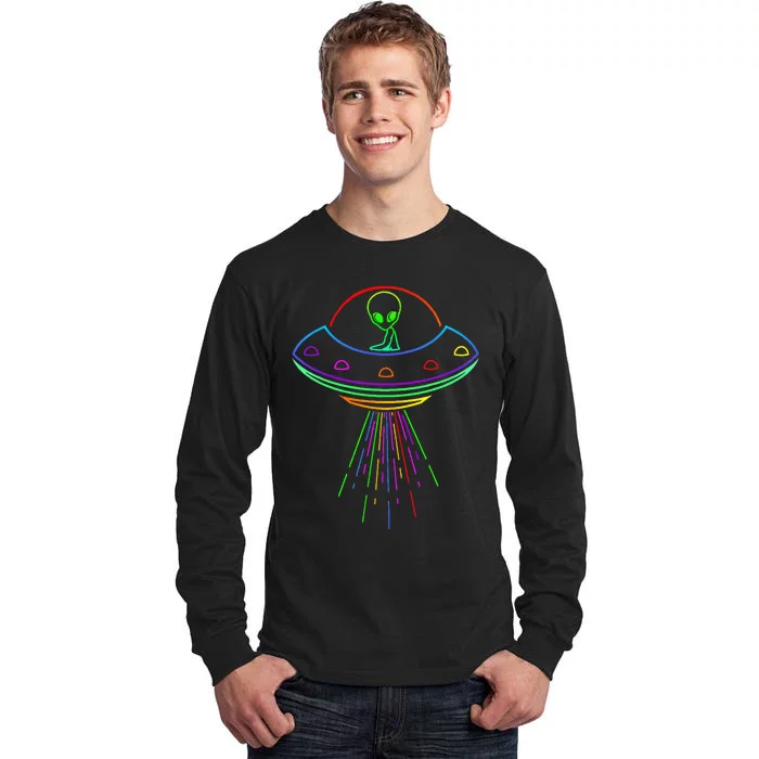 Space Alien Ufo Neon Lights Rave Alien Lovers Tall Long Sleeve T-Shirt