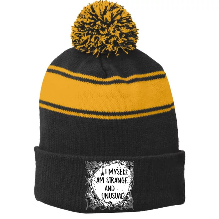 Strange And Unusual Spooky Halloween Stripe Pom Pom Beanie