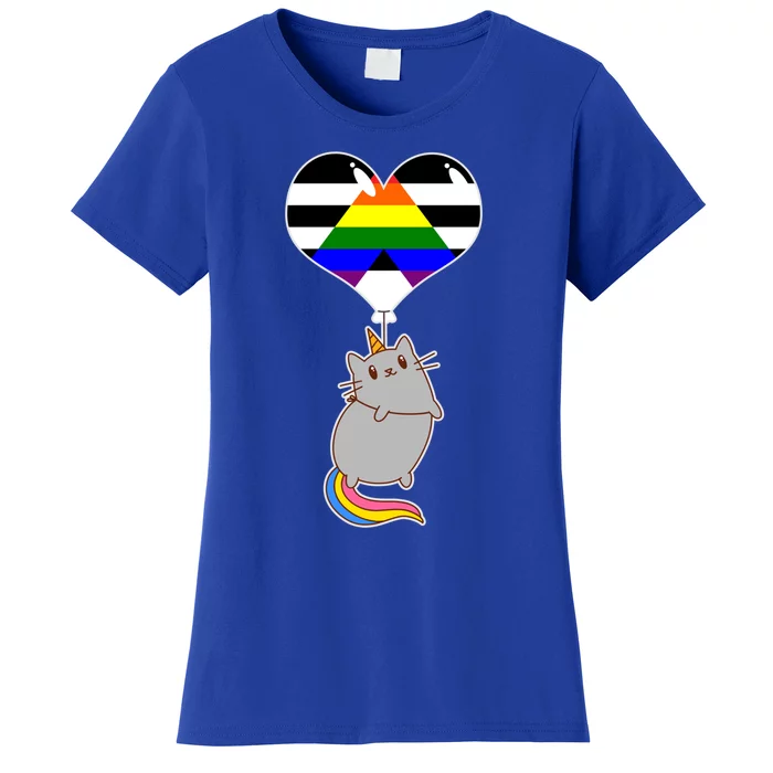 Straight Ally Unicorn Cat Sexual Identity Nonbinary Love Great Gift Women's T-Shirt