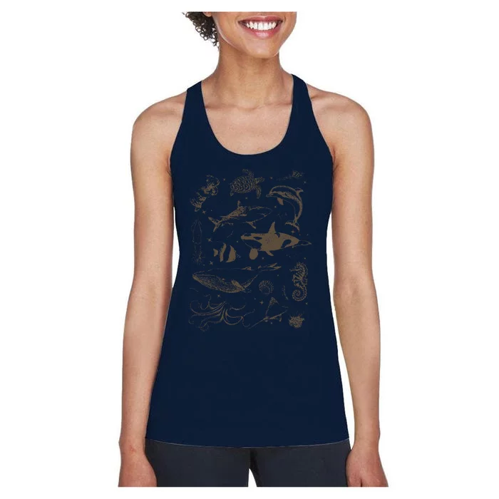 Sea Animal Vintage 90s Tattoo Women's Racerback Tank