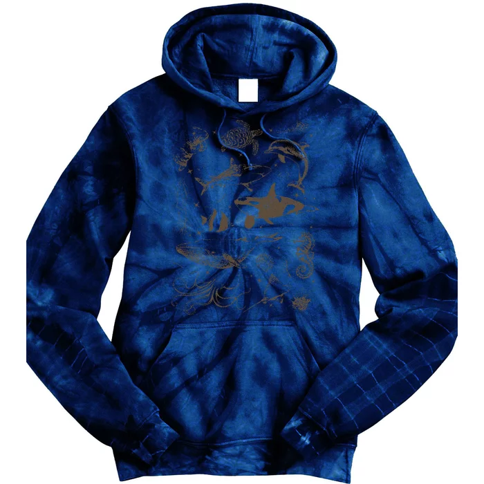 Sea Animal Vintage 90s Tattoo Tie Dye Hoodie