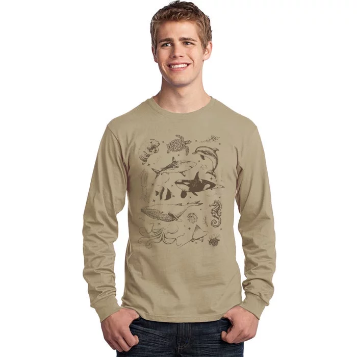 Sea Animal Vintage 90s Tattoo Tall Long Sleeve T-Shirt