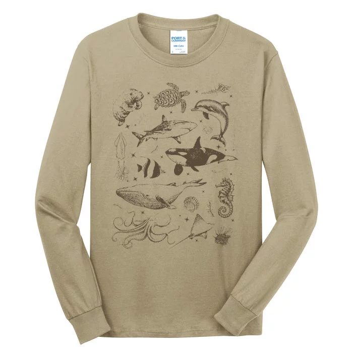 Sea Animal Vintage 90s Tattoo Tall Long Sleeve T-Shirt