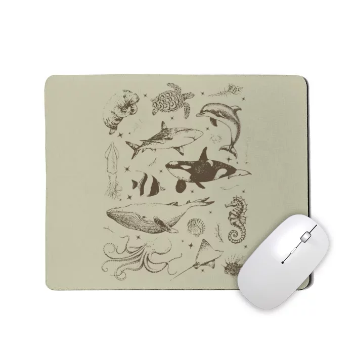 Sea Animal Vintage 90s Tattoo Mousepad