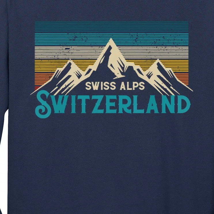 Switzerland Alps Vintage Mountains Swiss Souvenir Gift Long Sleeve Shirt