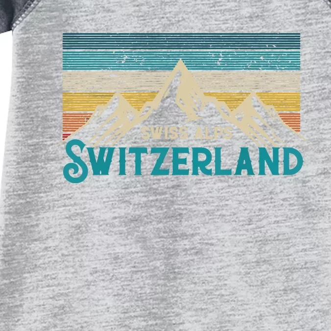 Switzerland Alps Vintage Mountains Swiss Souvenir Gift Infant Baby Jersey Bodysuit