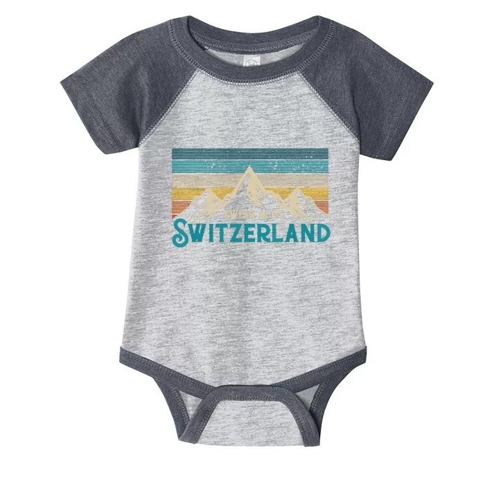 Switzerland Alps Vintage Mountains Swiss Souvenir Gift Infant Baby Jersey Bodysuit