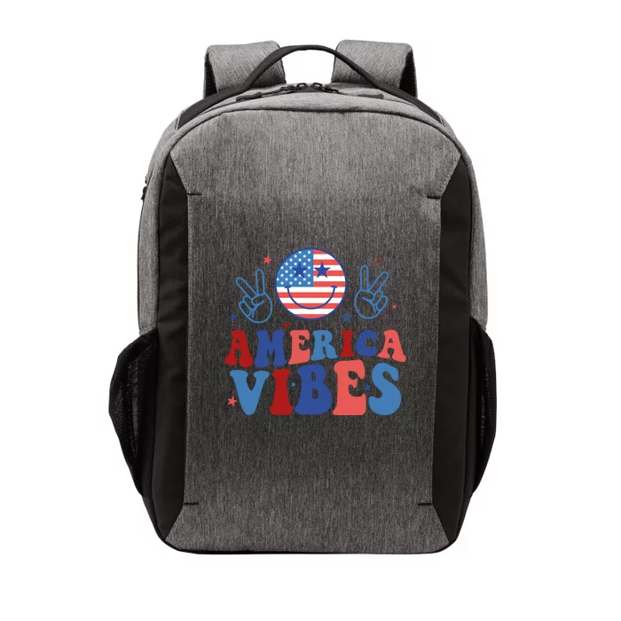 Smile America Vibes Patriotic 4th Of July Usa Flag Groovy Gift Vector Backpack