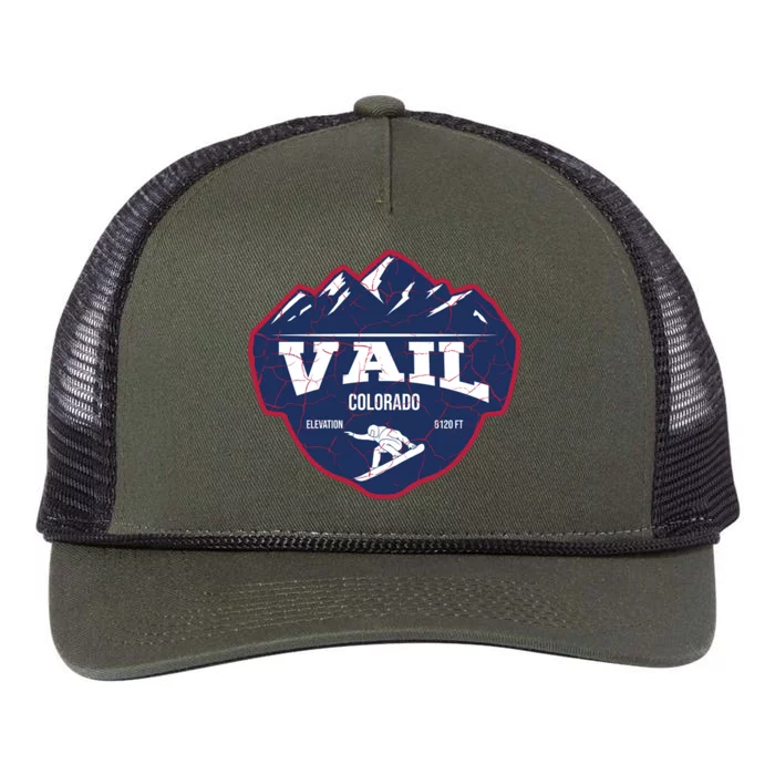 Ski At Vail Colorado Grunge Style Retro Rope Trucker Hat Cap