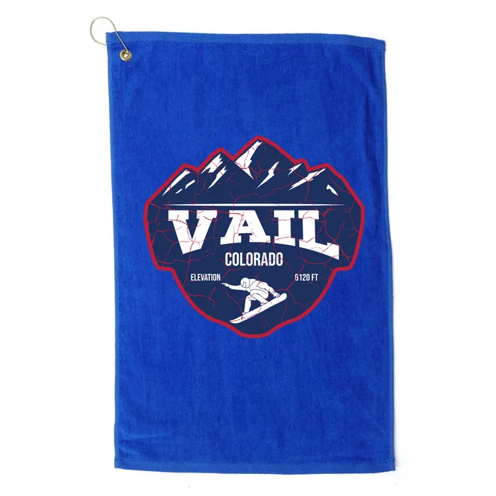 Ski At Vail Colorado Grunge Style Platinum Collection Golf Towel