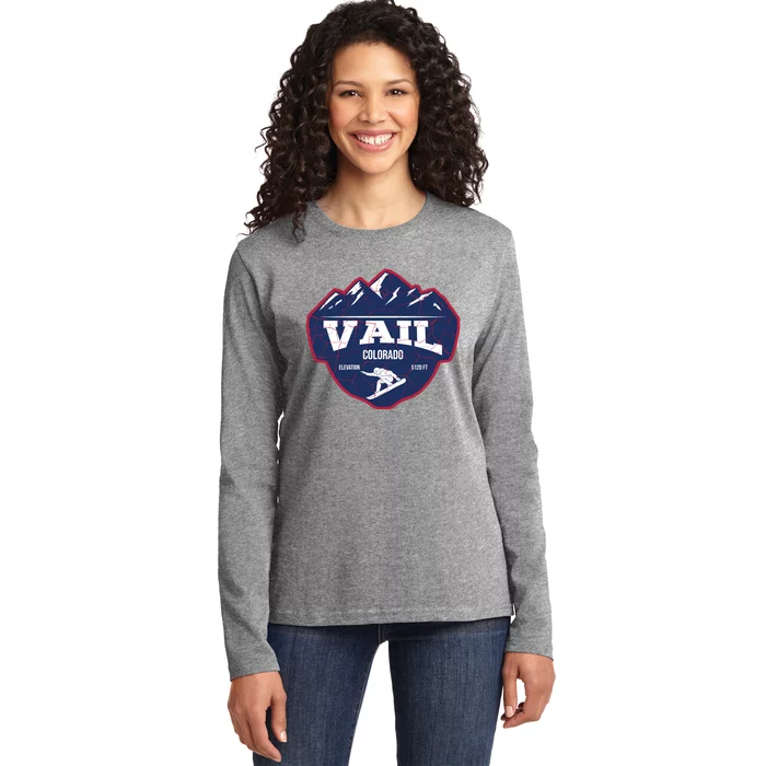 Ski At Vail Colorado Grunge Style Ladies Long Sleeve Shirt