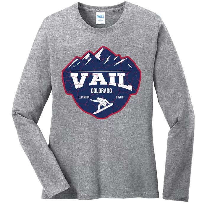 Ski At Vail Colorado Grunge Style Ladies Long Sleeve Shirt