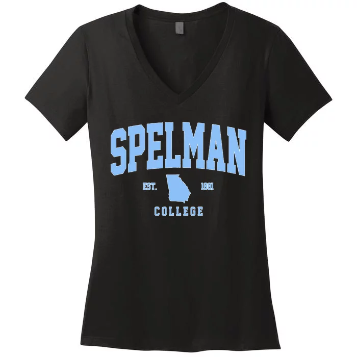 Spelman Arch Vintage Retro College Athletic Sports Outfits Women's V-Neck T-Shirt