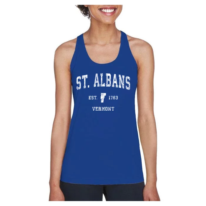 St. Albans Vermont Vt Vintage Established Athletic Sports Design Women's Racerback Tank