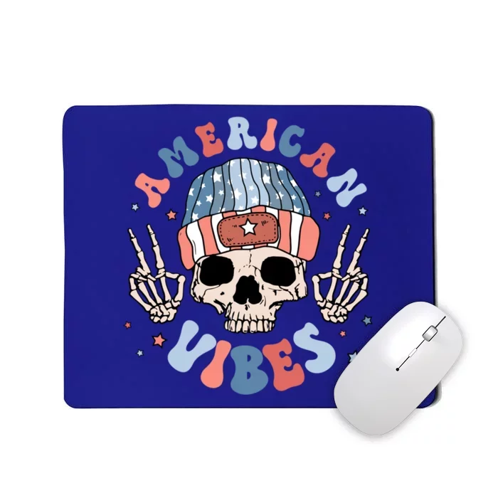 Skeleton America Vibes Groovy Hippie Freedom Day 4th Of July Great Gift Mousepad