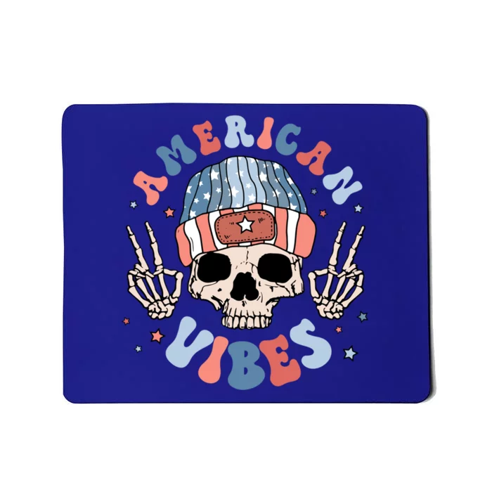 Skeleton America Vibes Groovy Hippie Freedom Day 4th Of July Great Gift Mousepad