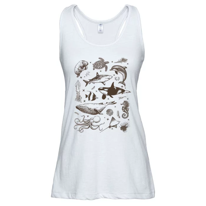 Sea Animal Vintage 90s Tattoo Ladies Essential Flowy Tank