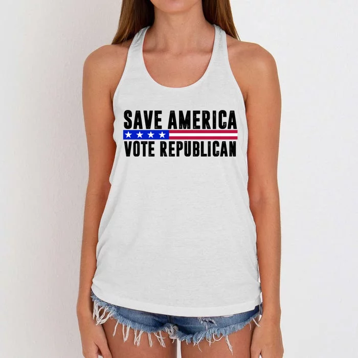 Save America Vote Republican Vintage Women's Knotted Racerback Tank