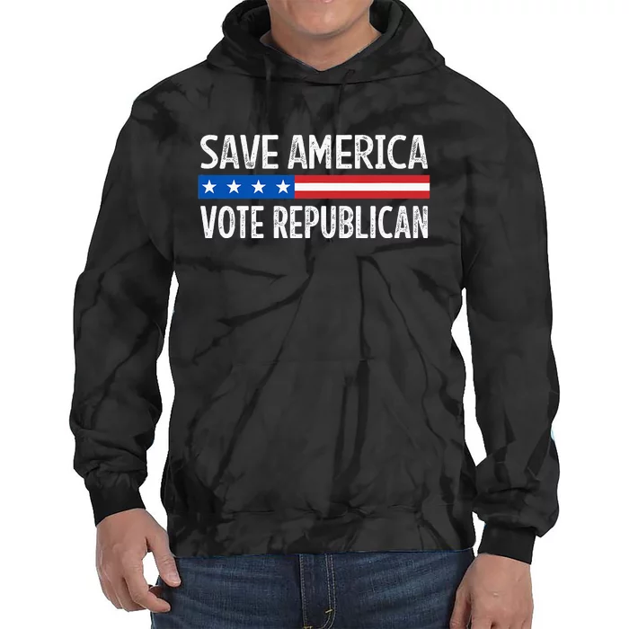 Save America Vote Republican Retro Style Tie Dye Hoodie