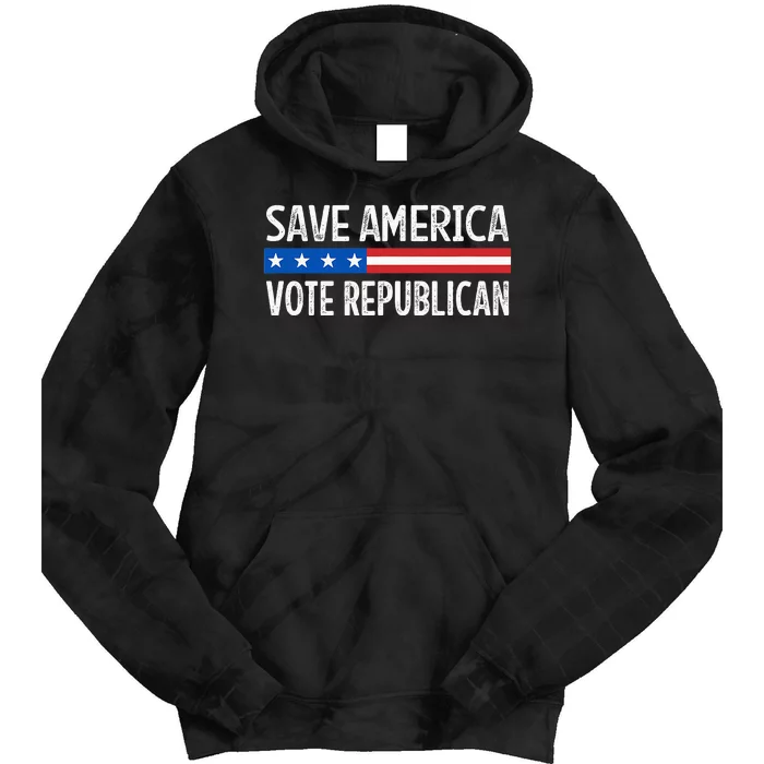 Save America Vote Republican Retro Style Tie Dye Hoodie